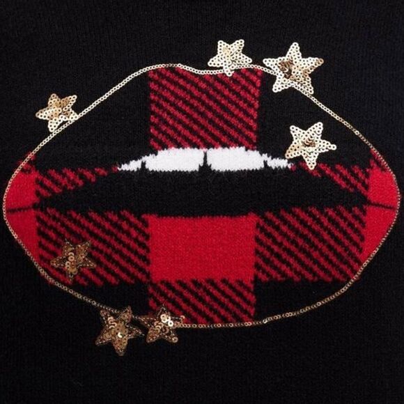 Torrid Buffalo Check Star Lips Pullover Crewneck Sweater, Size 4X - Picture 3 of 12